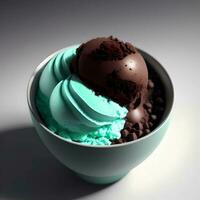 3d Renderização realista chocolate hortelã gelo creme. generativo ai foto