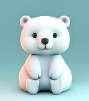 ai gerar foto 3d render do uma fofa polar urso, produtos Projeto