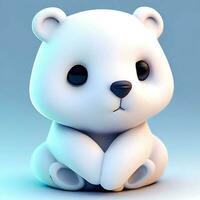 ai gerar foto 3d render do uma fofa polar urso, produtos Projeto