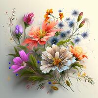verão brilhante colorida flores dentro uma aguarela estilo. generativo ai foto
