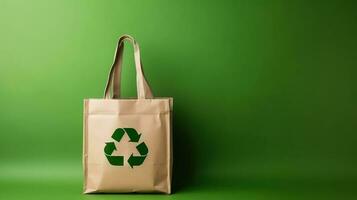 eco reciclar saco fundo, não plástico saco conceito, Pare usando descartável pacote. generativo ai foto