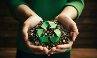 reciclando conceito, reciclar placa para ecológico zero desperdício estilo de vida. generativo ai foto