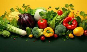 orgânico vegetal publicidade fundo, vegetariano Comida para saudável nutrição. generativo ai foto