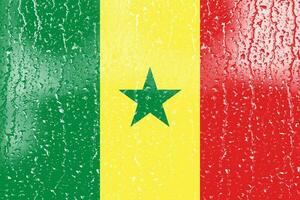 3d bandeira do Senegal em uma vidro com água solta fundo. foto