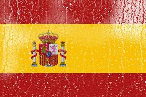 3d bandeira do Espanha em uma vidro com água solta fundo. foto