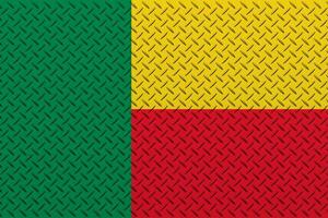 3d bandeira do benin em uma metal parede fundo. foto