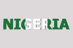 3d bandeira do Nigéria em uma texto fundo. foto