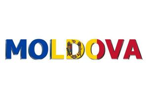 3d bandeira do Moldova em uma texto fundo. foto