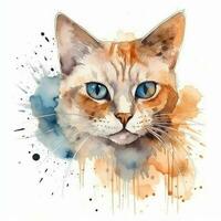 aguarela retrato do uma gato. esboço estilo ilustração. para criando cartazes, adesivos, cartões postais, impressões, sublimações. ai gerado foto