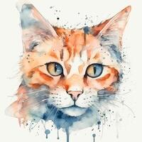 aguarela retrato do uma gato. esboço estilo ilustração. para criando cartazes, adesivos, cartões postais, impressões, sublimações. ai gerado foto