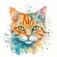 aguarela retrato do uma gato. esboço estilo ilustração. para criando cartazes, adesivos, cartões postais, impressões, sublimações. ai gerado foto