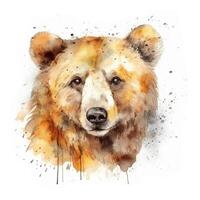 Urso aguarela ilustração. selvagem floresta animal. retrato. para criando cartazes, adesivos, cartões postais, impressões, sublimações. ai gerado foto