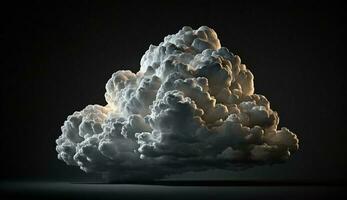 3d realista nuvem suspenso em uma Preto fundo. generativo ai foto