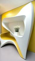 moderno Projeto arquitetura interior com flor Panela. arquitetônico fotografia. generativo ai tecnologia. foto