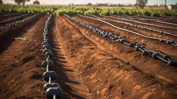 colheita em a Fazenda uma trator dirigindo em uma campo. generativo ai. foto