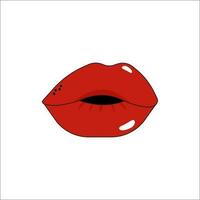 símbolo do feminismo vermelho lábios. mulheres direitos dia. internacional mulheres dia. branco fundo foto
