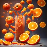 laranja suco Pare movimento ai gerado imagem, suco dentro uma vidro foto