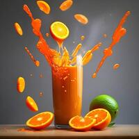 laranja suco Pare movimento ai gerado imagem, suco dentro uma vidro foto