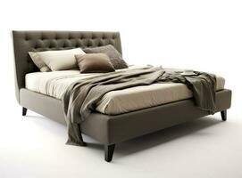 Castanho clássico Duplo cama isolado criada com generativo ai tecnologia. foto