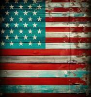 América bandeira pintado em velho madeira fundo criada com generativo ai tecnologia. foto