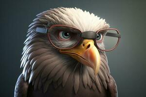 uma 3d Águia animal com óculos elementos gerado de ai foto