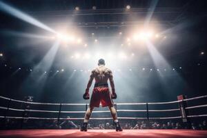 costas Visão do profissional boxer. anel Combine com local iluminação. generativo ai foto