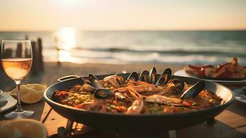 espanhol paella. ai gerado. foto