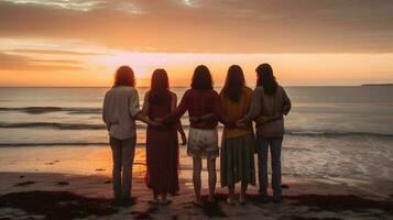 pessoas grupo em a de praia foto