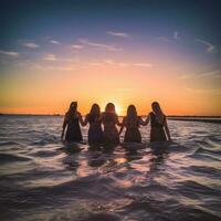 pessoas grupo em a de praia foto