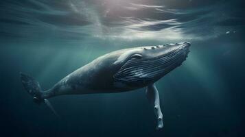 baleia natação submarino. foto