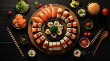 a sobrecarga japonês Sushi Comida. foto