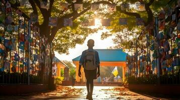 criança indo para escola foto