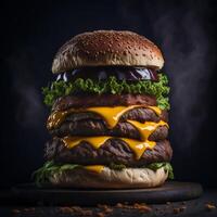 uma de dar água na boca gourmet hamburguer com todos a fixações ai gerado foto