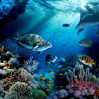 tropical cena com mar vida dentro a recife foto