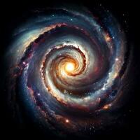 uma Visão a partir de espaço para uma espiral galáxia e estrelas realista foto