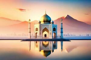 3d ilustração do muito lindo mesquita, ai gerar foto