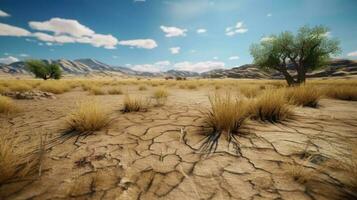 uma seca causando uma uma vez exuberante pastagem para tornar-se uma deserto foto