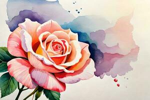 aguarela ilustração do uma florescendo rosa. ai gerar foto