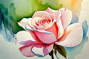 aguarela ilustração do uma florescendo rosa. ai gerar foto