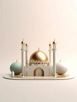 islâmico fofa 3d mesquita para Ramadã e eid cumprimento fundo ai generativo foto