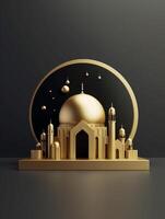 islâmico fofa 3d mesquita para Ramadã e eid cumprimento fundo ai generativo foto