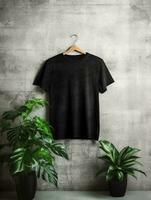 luxo Preto camiseta, gerado por IA imagem foto