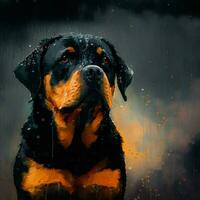 cachorro com chuva ilustração Projeto foto