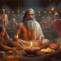 guru purnima festivais dentro Índia realista ilustração foto