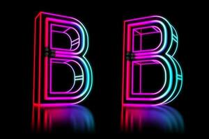 brilhando colorida néon alfabeto. 3d Renderização ilustração foto