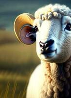retrato do ovelha com negativo espaço em a lado foto