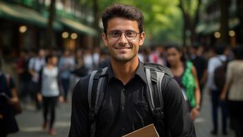 foto retrato do aluna Deleitado Veja e sorridente ai gerado