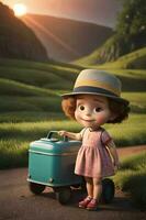 3d pixar estilo pequeno menina octano renderizar. generativo ai. foto