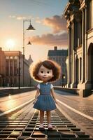 3d pixar estilo pequeno menina octano renderizar. generativo ai. foto