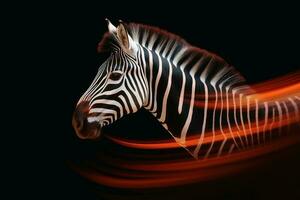 fechar acima retrato do hipnotizante zebra fotografia criada com generativo ai tecnologia foto